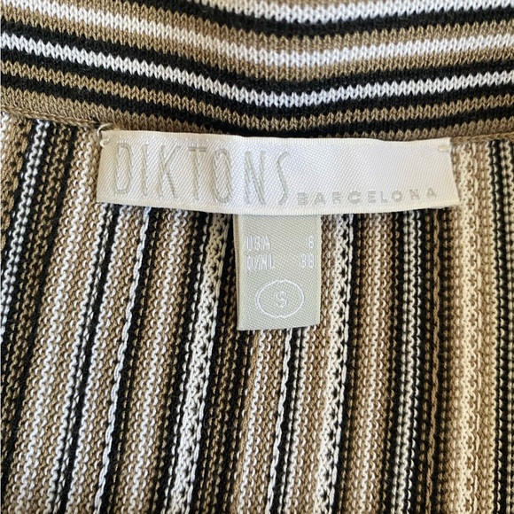 DIKTONS BARCELONA skater skirt pleats mini stripe white beige black knit size 6 - Picture 6 of 8